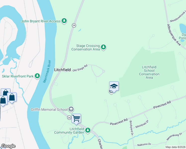 map of restaurants, bars, coffee shops, grocery stores, and more near 68 Old Stage Road in Litchfield