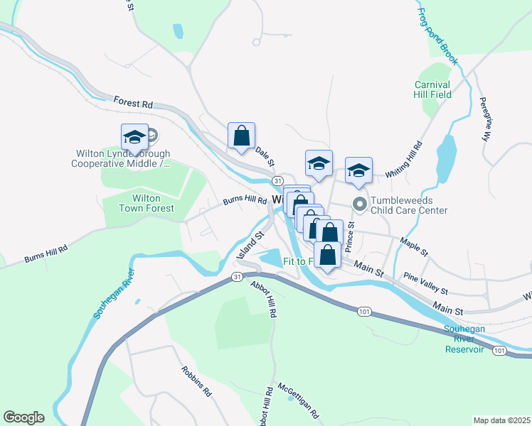 map of restaurants, bars, coffee shops, grocery stores, and more near 4 Barry Court in Wilton