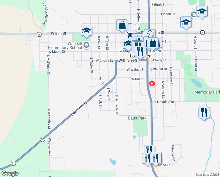 map of restaurants, bars, coffee shops, grocery stores, and more near 607 Beetown Road in Lancaster