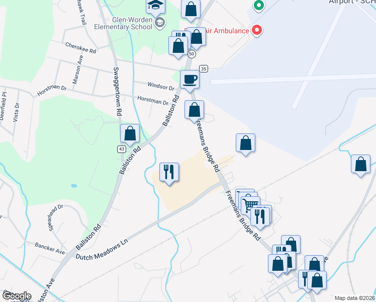 map of restaurants, bars, coffee shops, grocery stores, and more near 141 Freemans Bridge Road in Schenectady