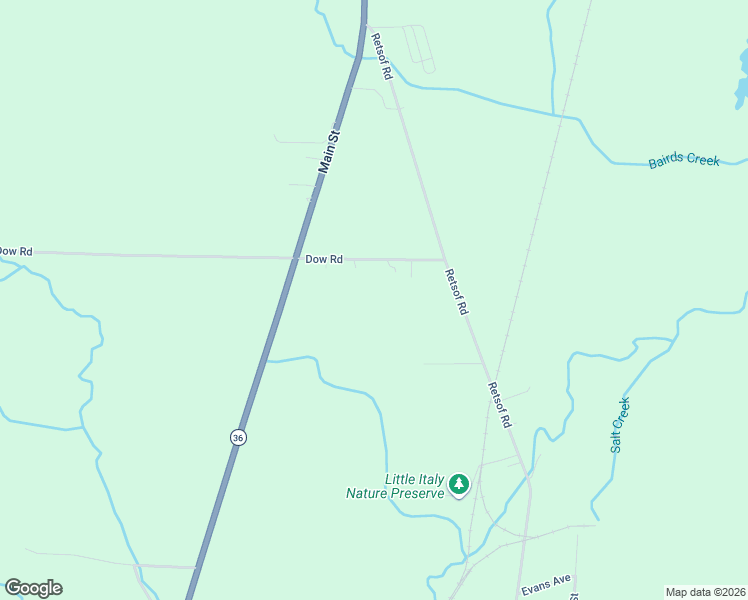 map of restaurants, bars, coffee shops, grocery stores, and more near 2688 Dow Road in Piffard