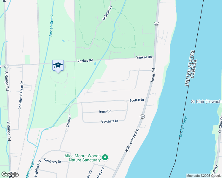 map of restaurants, bars, coffee shops, grocery stores, and more near 1286 South River Pointe Lane in Saint Clair