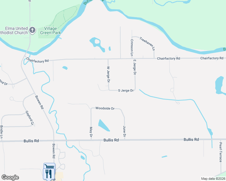 map of restaurants, bars, coffee shops, grocery stores, and more near 2 South Jerge Drive in Elma Center