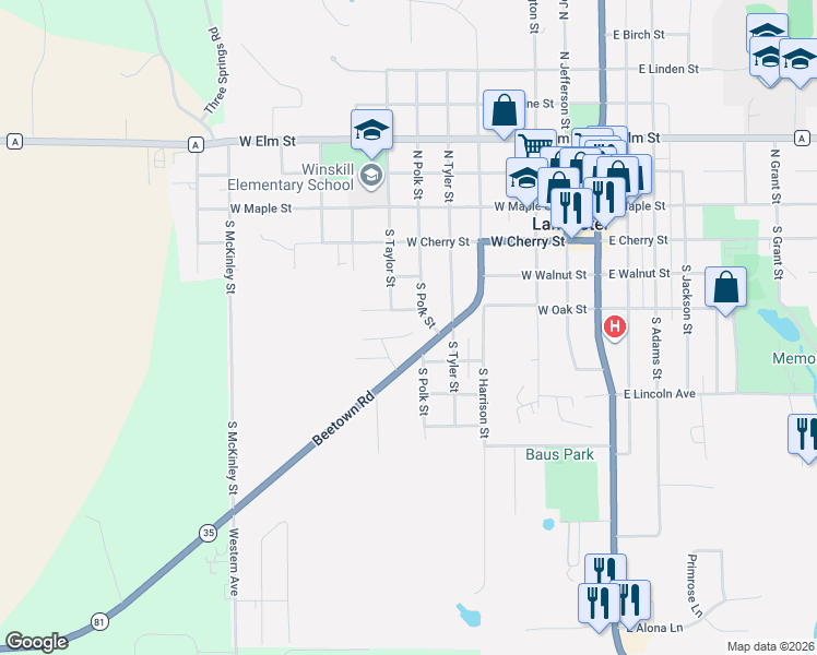 map of restaurants, bars, coffee shops, grocery stores, and more near 721 Sycamore Street in Lancaster