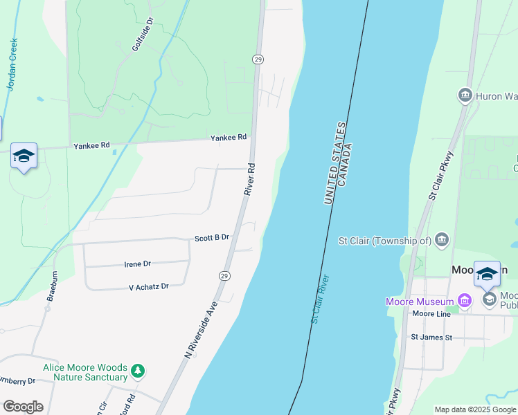 map of restaurants, bars, coffee shops, grocery stores, and more near 2249 Michigan 29 in Saint Clair