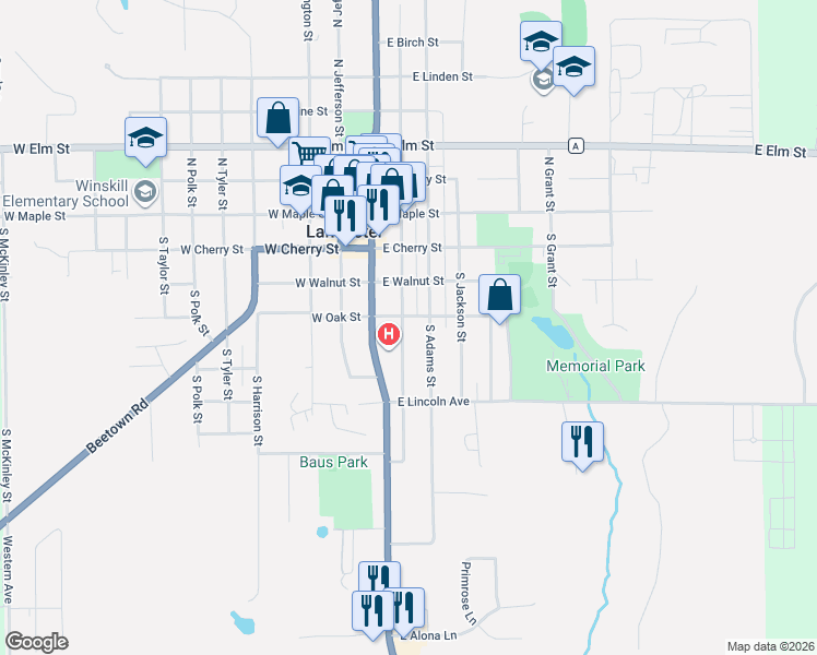 map of restaurants, bars, coffee shops, grocery stores, and more near 440 South Monroe Street in Lancaster