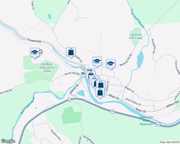 map of restaurants, bars, coffee shops, grocery stores, and more near 7 Whiting Hill Road in Wilton