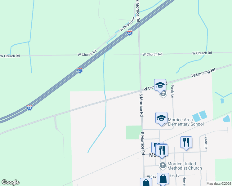 map of restaurants, bars, coffee shops, grocery stores, and more near 1224 Old State Highway 78 in Morrice