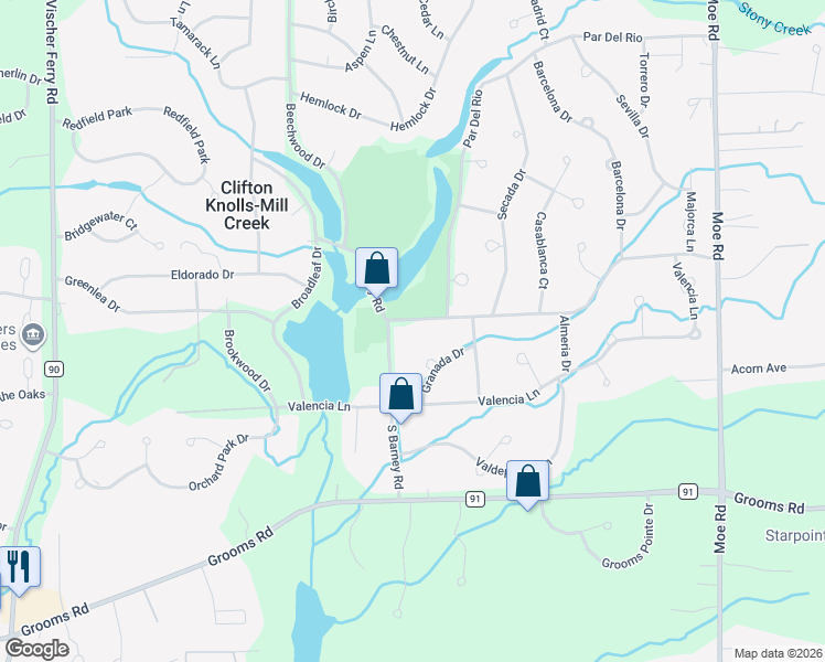 map of restaurants, bars, coffee shops, grocery stores, and more near 10 Granada Drive in Saratoga County