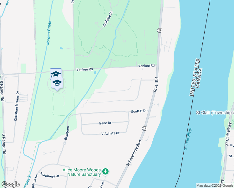 map of restaurants, bars, coffee shops, grocery stores, and more near 1286 South River Pointe Lane in Saint Clair