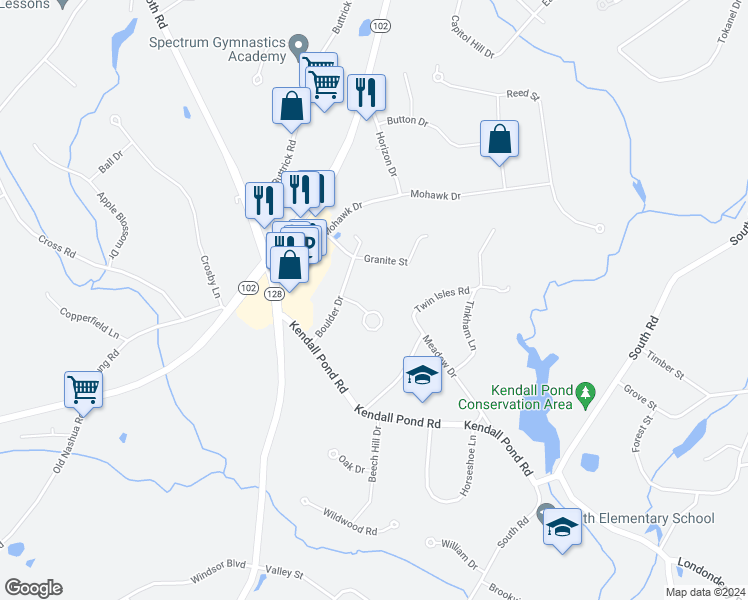 map of restaurants, bars, coffee shops, grocery stores, and more near 110 Sandstone Circle in Londonderry