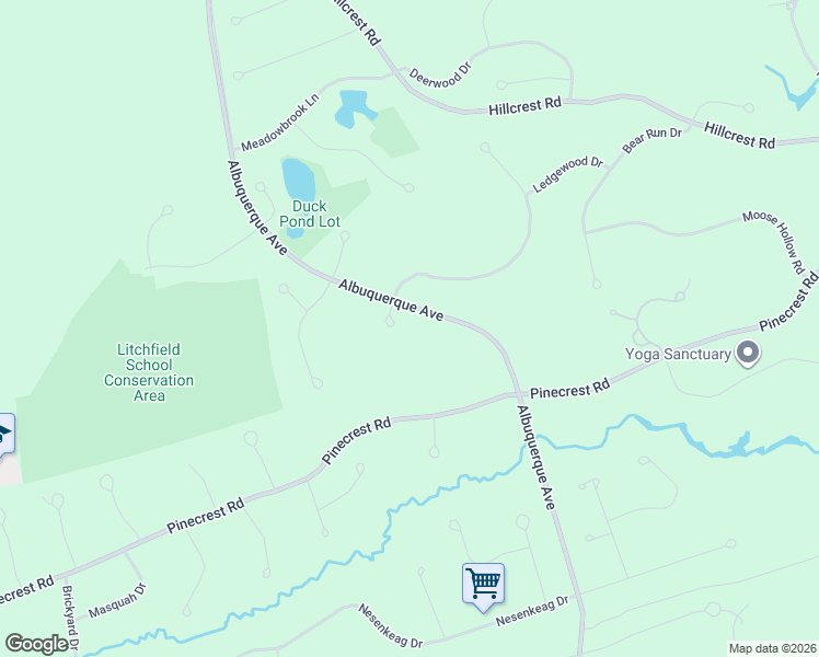 map of restaurants, bars, coffee shops, grocery stores, and more near 80 Pinecrest Road in Litchfield
