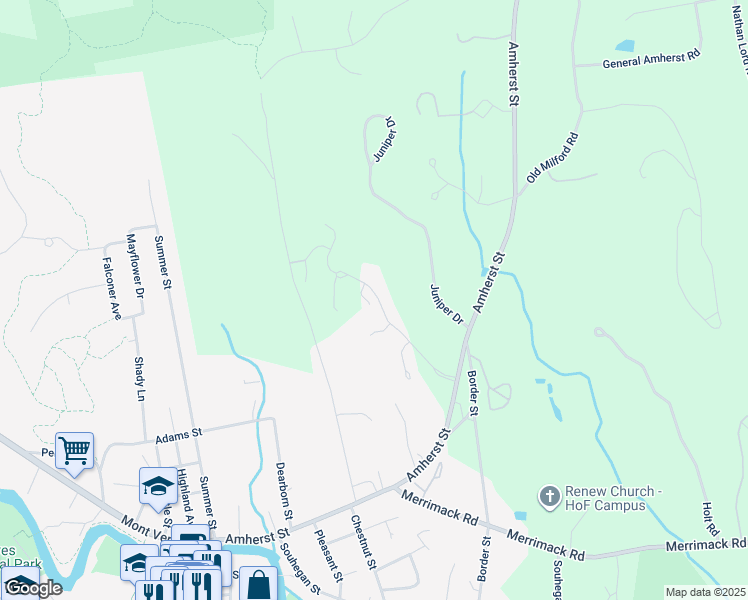 map of restaurants, bars, coffee shops, grocery stores, and more near 13 Josiah Bartlett Road in Amherst