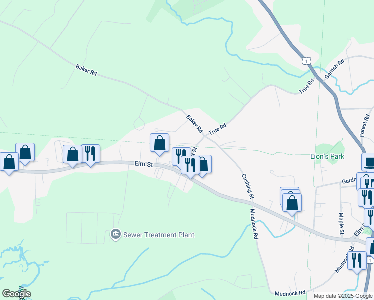 map of restaurants, bars, coffee shops, grocery stores, and more near 6 Bartlett Street in Salisbury