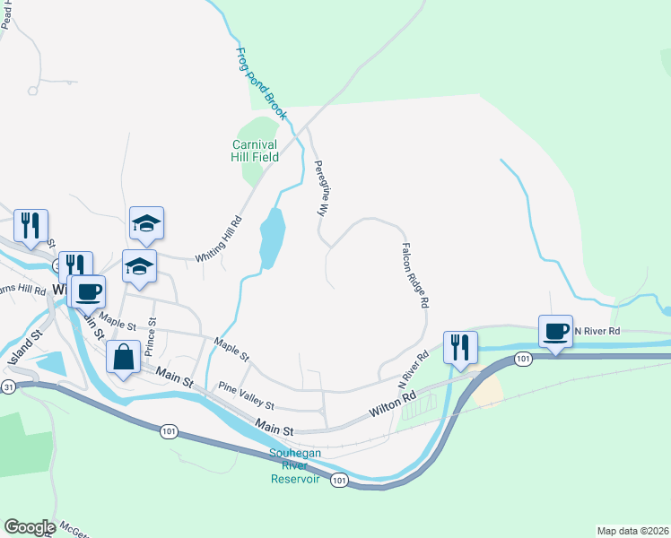 map of restaurants, bars, coffee shops, grocery stores, and more near 90 Falcon Ridge Road in Milford
