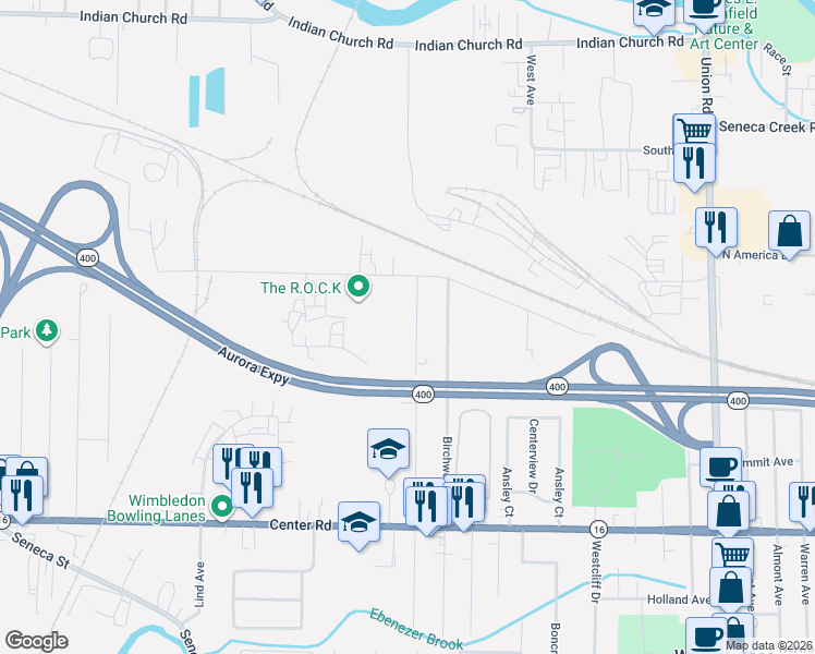 map of restaurants, bars, coffee shops, grocery stores, and more near 218 Westminster Road in Buffalo