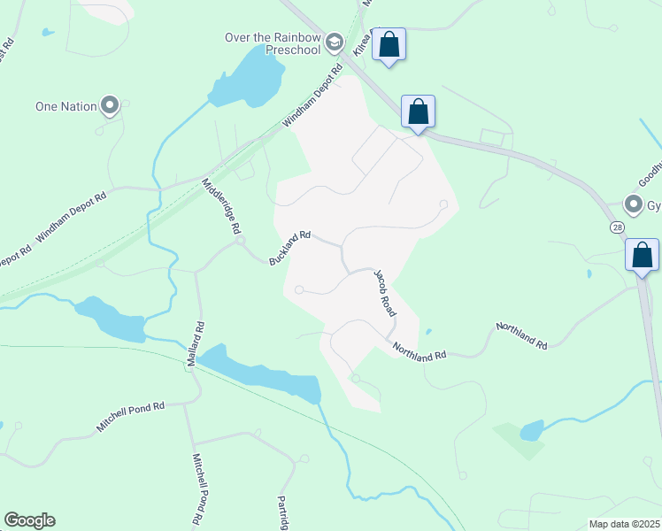 map of restaurants, bars, coffee shops, grocery stores, and more near 3 Buckland Road in Windham