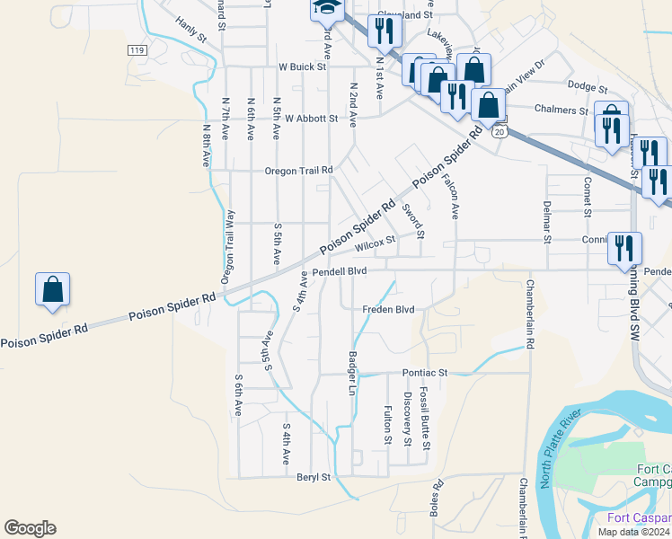 map of restaurants, bars, coffee shops, grocery stores, and more near 483 South 3rd Avenue in Mills