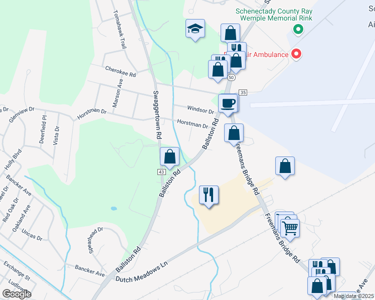 map of restaurants, bars, coffee shops, grocery stores, and more near 4 Arden Road in Schenectady