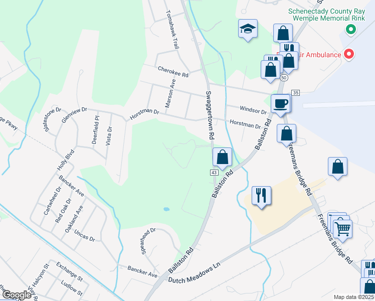 map of restaurants, bars, coffee shops, grocery stores, and more near 39 Swaggertown Road in Glenville