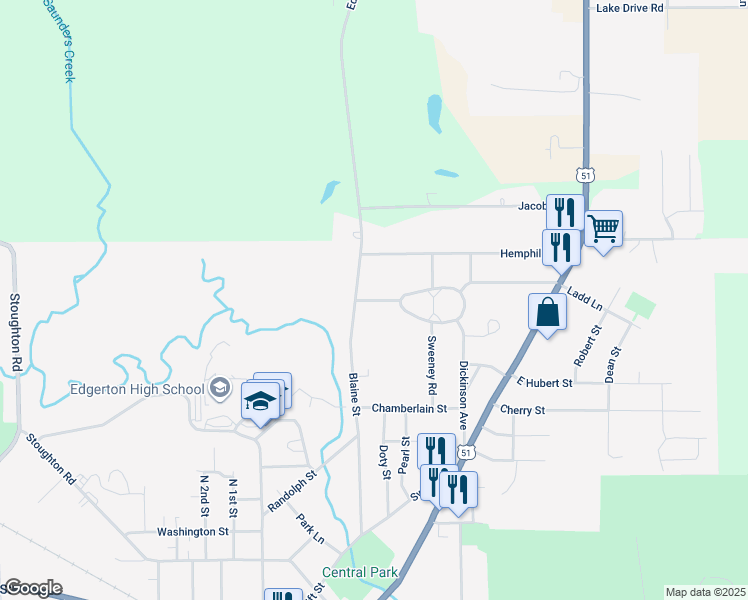 map of restaurants, bars, coffee shops, grocery stores, and more near 306 Bel Aire Drive in Edgerton