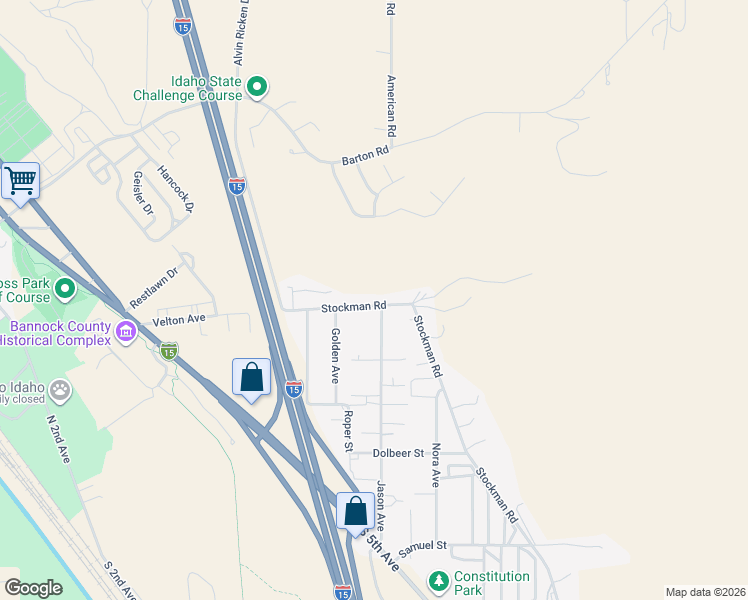 map of restaurants, bars, coffee shops, grocery stores, and more near 1230 Swisher Road in Pocatello