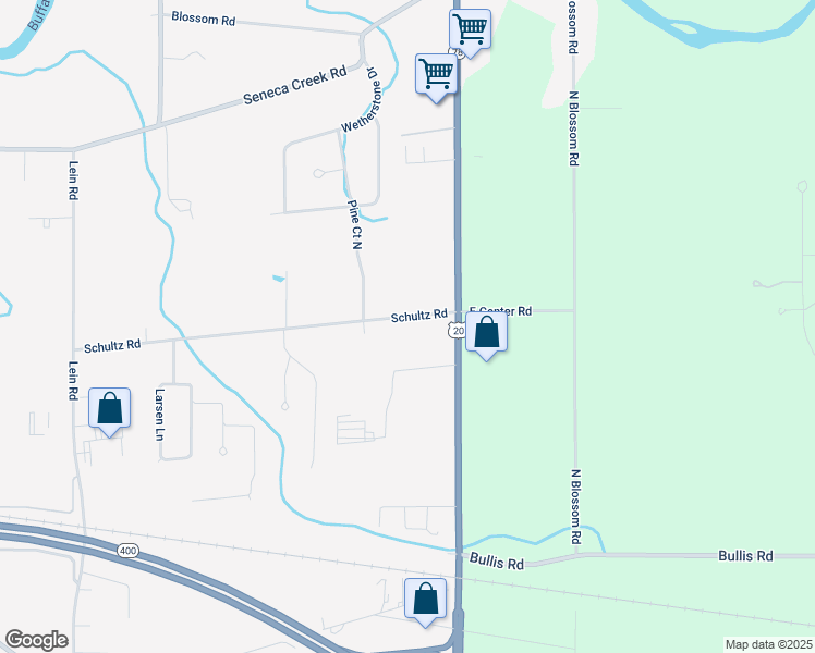map of restaurants, bars, coffee shops, grocery stores, and more near 359 Schultz Road in Buffalo