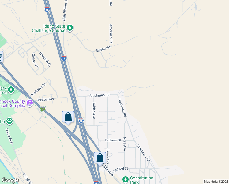 map of restaurants, bars, coffee shops, grocery stores, and more near 1286 Swisher Road in Pocatello