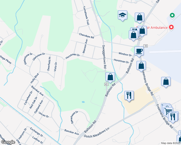 map of restaurants, bars, coffee shops, grocery stores, and more near 39 Swaggertown Road in Glenville