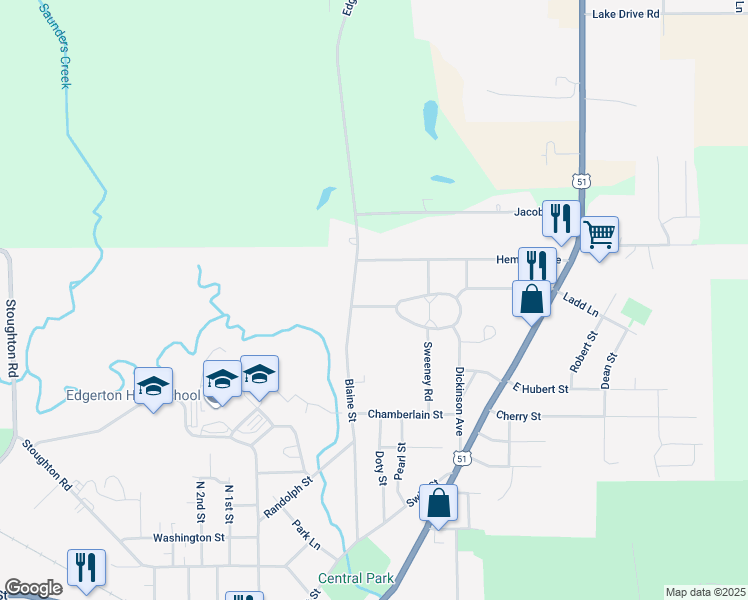 map of restaurants, bars, coffee shops, grocery stores, and more near 306 Bel Aire Drive in Edgerton