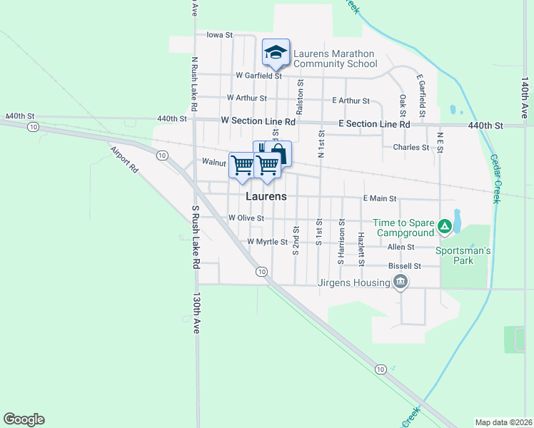 map of restaurants, bars, coffee shops, grocery stores, and more near in Laurens