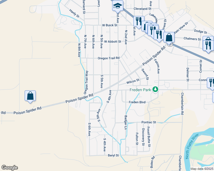 map of restaurants, bars, coffee shops, grocery stores, and more near 340 South 4th Avenue in Mills