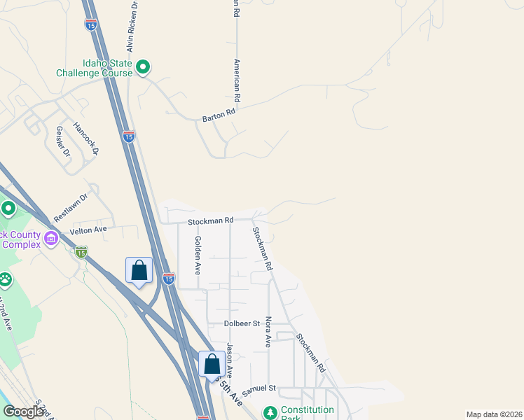 map of restaurants, bars, coffee shops, grocery stores, and more near 3500 Stockman Road in Pocatello