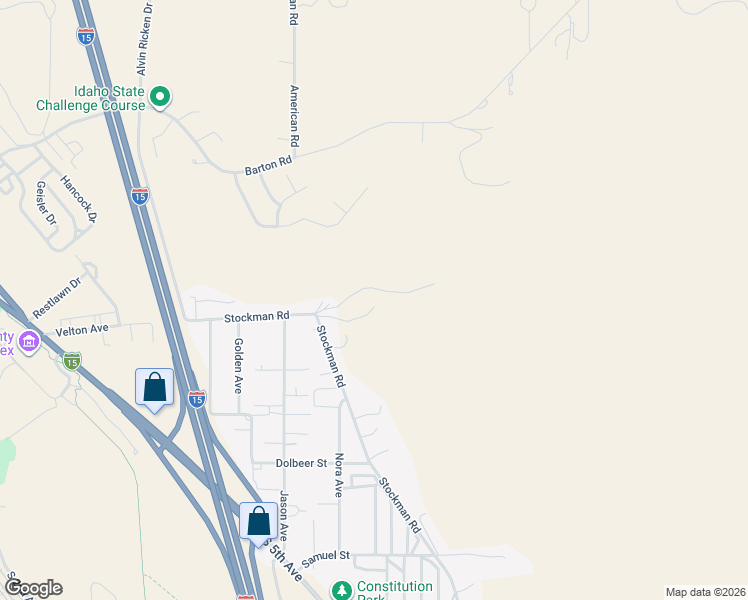 map of restaurants, bars, coffee shops, grocery stores, and more near 3500 Stockman Road in Pocatello