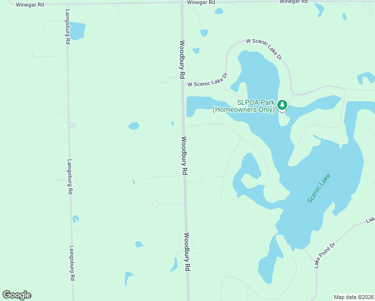 map of restaurants, bars, coffee shops, grocery stores, and more near 10133 Woodbury Road in Laingsburg