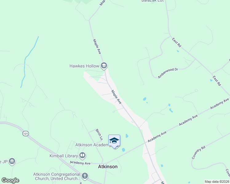 map of restaurants, bars, coffee shops, grocery stores, and more near 110 Maple Avenue in Atkinson