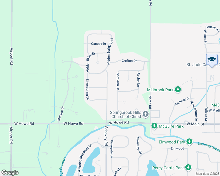 map of restaurants, bars, coffee shops, grocery stores, and more near 11775 Schavey Road in DeWitt