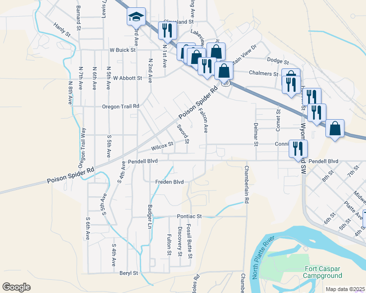 map of restaurants, bars, coffee shops, grocery stores, and more near 1107-1113 Hoffman Street in Mills