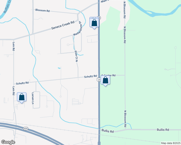 map of restaurants, bars, coffee shops, grocery stores, and more near 359 Schultz Road in Buffalo