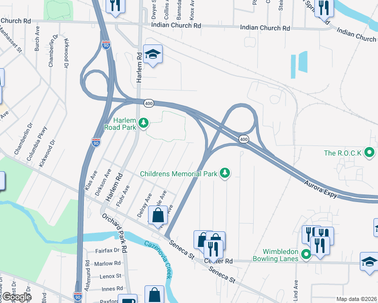 map of restaurants, bars, coffee shops, grocery stores, and more near 157 Tindle Avenue in Buffalo
