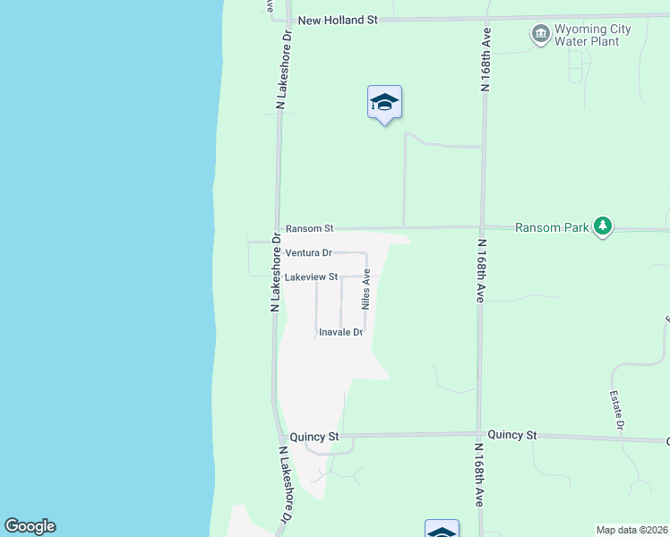 map of restaurants, bars, coffee shops, grocery stores, and more near 17082 Lakeview Street in Holland