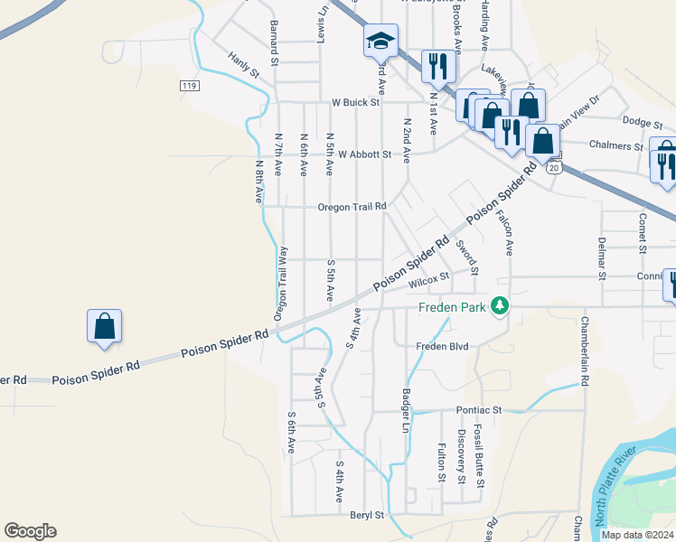 map of restaurants, bars, coffee shops, grocery stores, and more near 340 South 4th Avenue in Mills