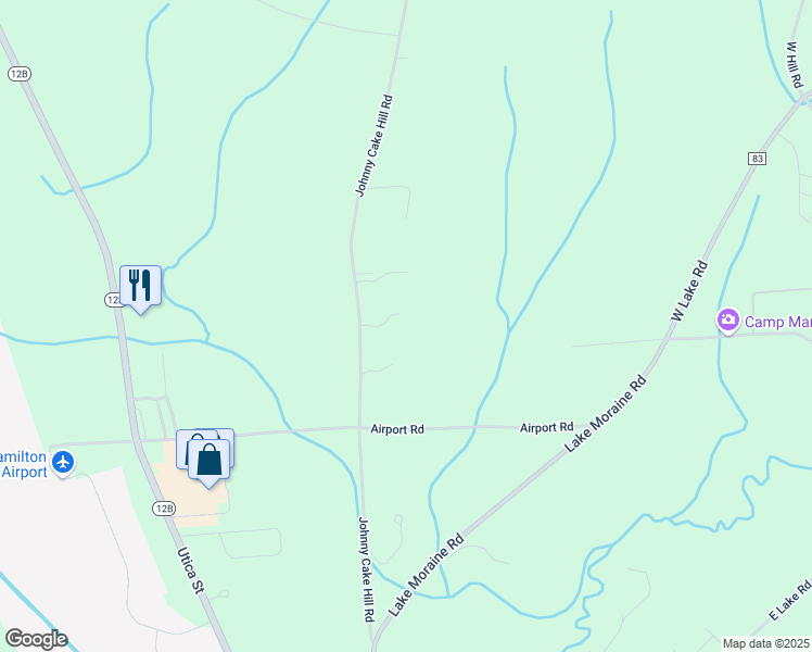 map of restaurants, bars, coffee shops, grocery stores, and more near 2624 Johnny Cake Hill Road in Hamilton