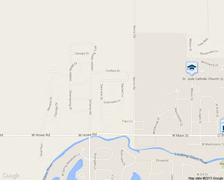 map of restaurants, bars, coffee shops, grocery stores, and more near Tara Court in Clinton County