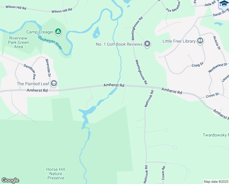 map of restaurants, bars, coffee shops, grocery stores, and more near 117 Amherst Road in Merrimack