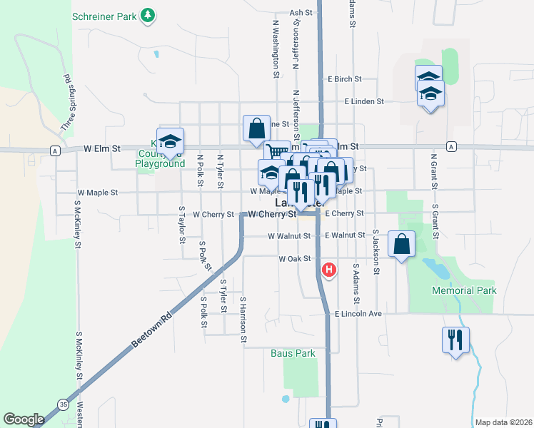map of restaurants, bars, coffee shops, grocery stores, and more near 330 West Maple Street in Lancaster