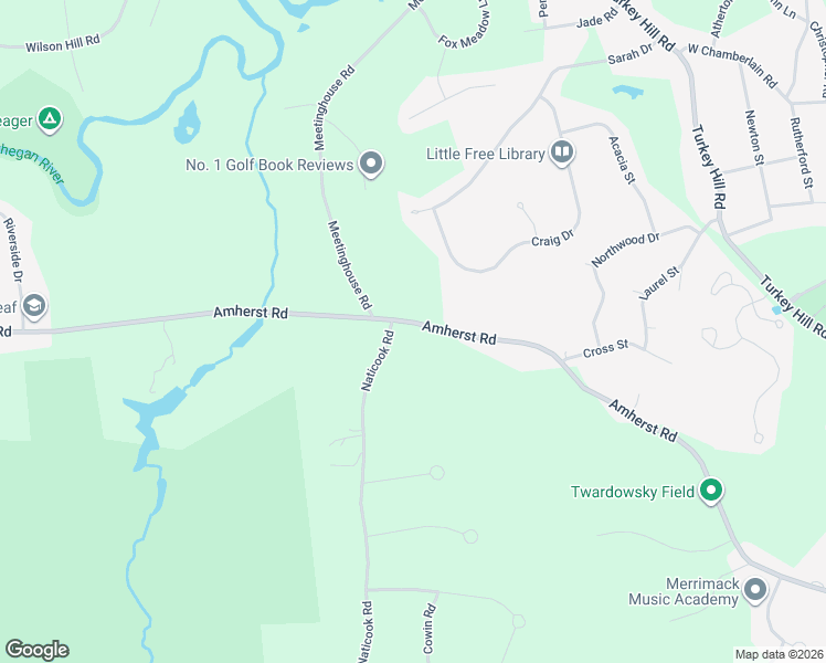map of restaurants, bars, coffee shops, grocery stores, and more near 98 Amherst Road in Merrimack