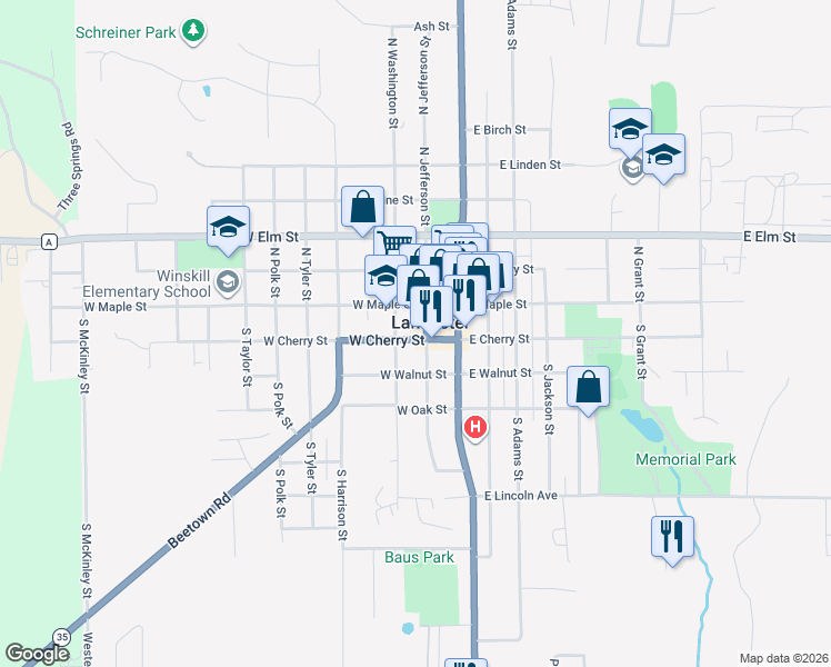 map of restaurants, bars, coffee shops, grocery stores, and more near in Lancaster