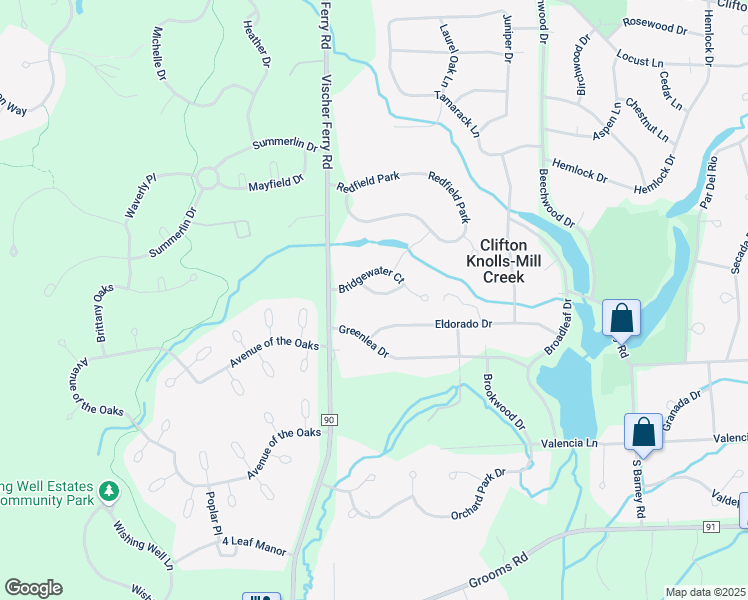 map of restaurants, bars, coffee shops, grocery stores, and more near 5 Pond View Drive in Clifton Knolls-Mill Creek