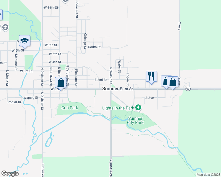 map of restaurants, bars, coffee shops, grocery stores, and more near in Sumner